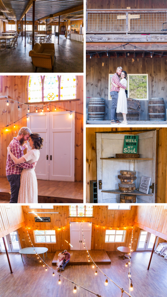 Collage of photos of Pigeon Mountain Crossing wedding venue