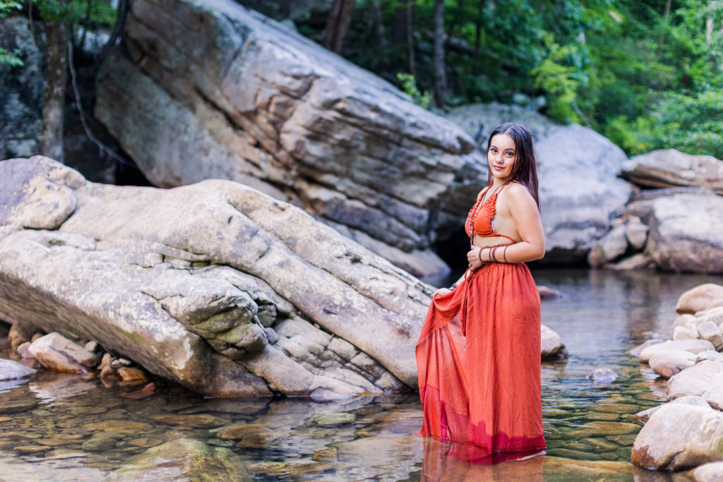 Trion High School Senior Portrait, Asia, at the Blue Hole in Chattanooga, Tennessee by Elle Bea Photography
