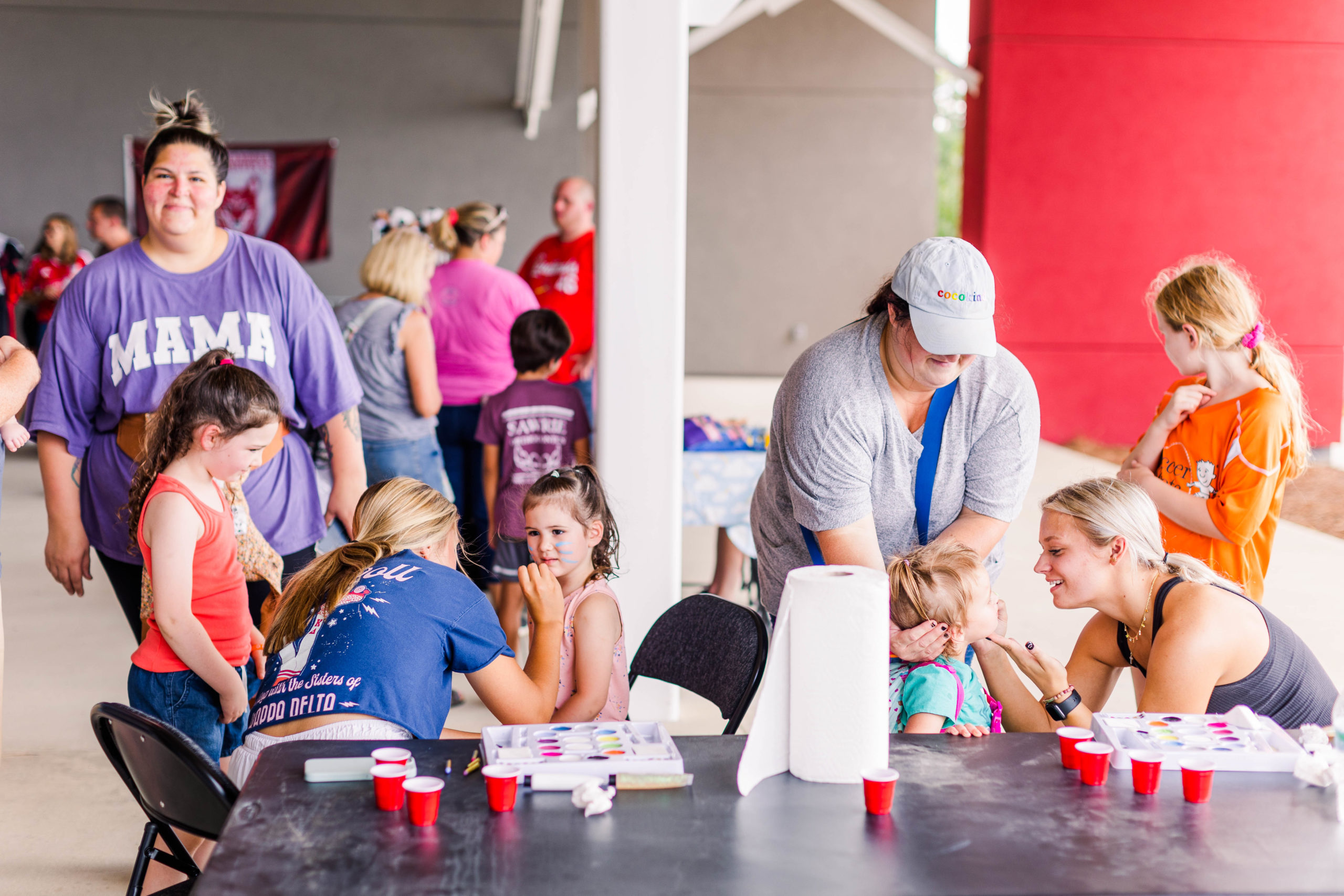 Face painting at Soccer Shots Chattanooga hosts Family Night 2022 at CHI Memorial Stadium, home of the Red Wolves