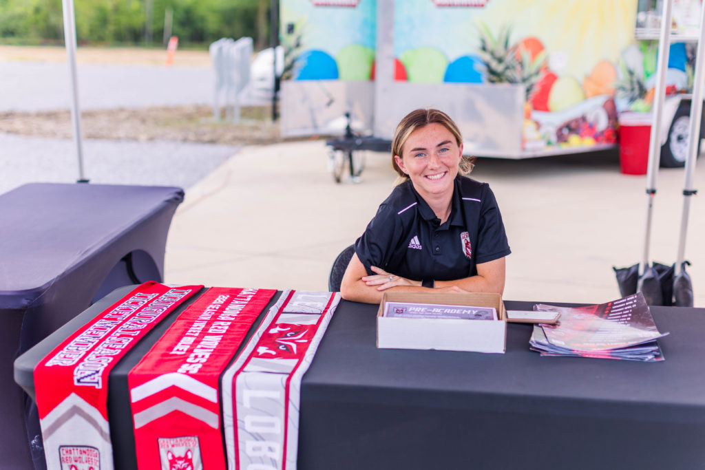Red Wolves Academy booth at Soccer Shots Chattanooga hosts Family Night 2022 at CHI Memorial Stadium, home of the Red Wolves