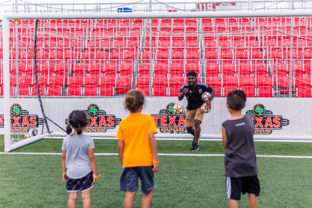 Red Wolves player goal keeps for kids at Soccer Shots Chattanooga hosts Family Night 2022 at CHI Memorial Stadium, home of the Red Wolves