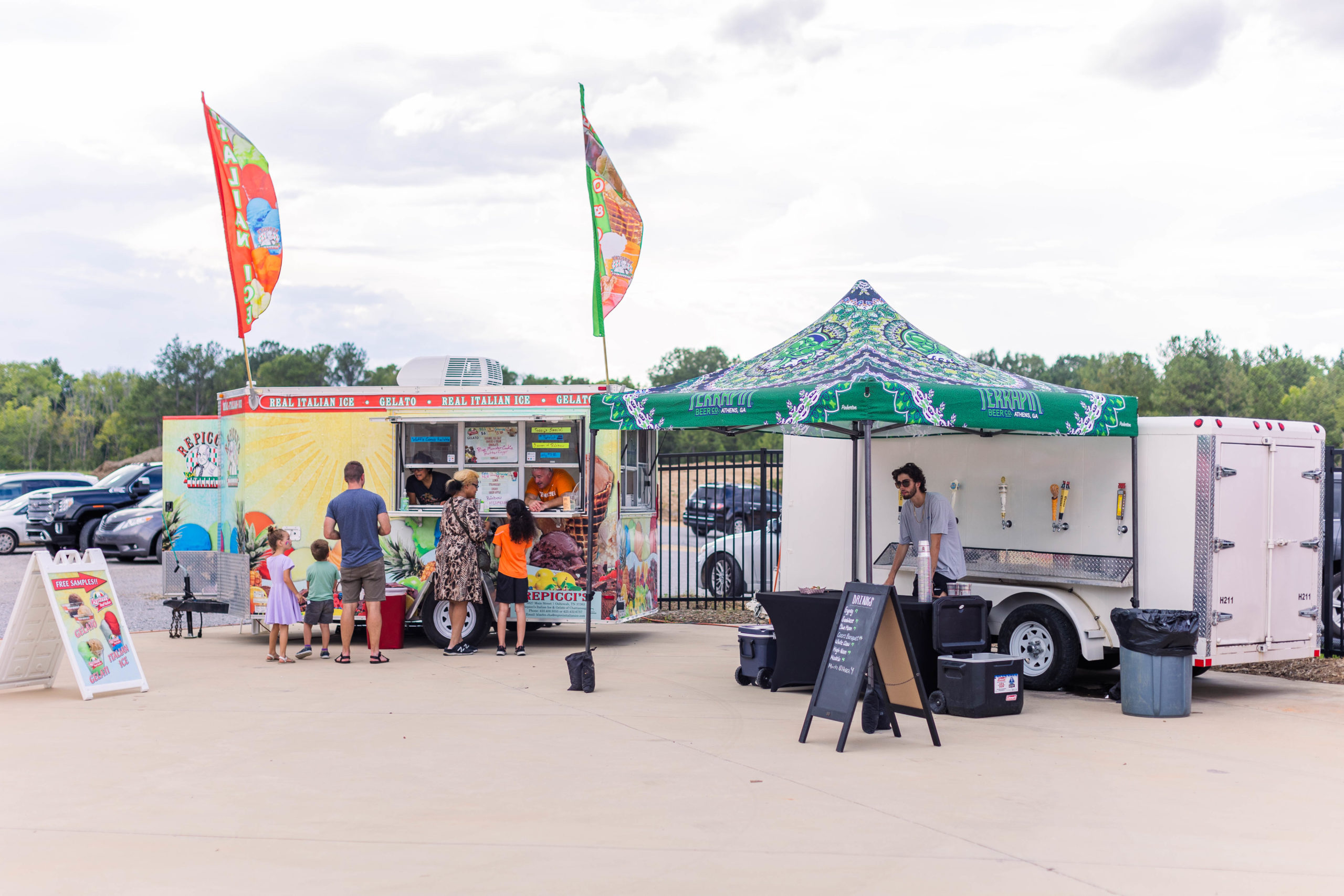 Food booths at Soccer Shots Chattanooga hosts Family Night 2022 at CHI Memorial Stadium, home of the Red Wolves